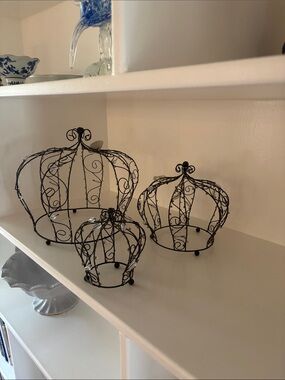 Decorative Wire Crown Trio - Black Metal